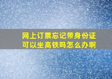 网上订票忘记带身份证可以坐高铁吗怎么办啊