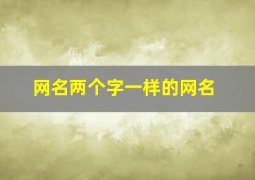 网名两个字一样的网名