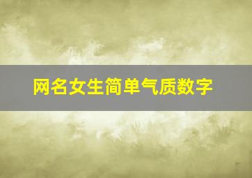 网名女生简单气质数字