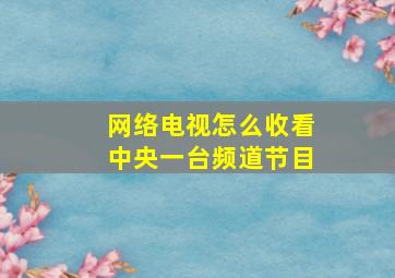 网络电视怎么收看中央一台频道节目