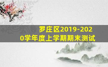 罗庄区2019-2020学年度上学期期末测试