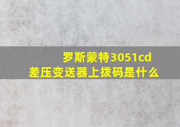 罗斯蒙特3051cd差压变送器上拨码是什么