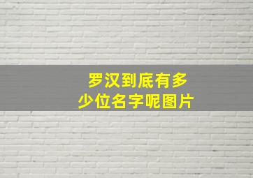 罗汉到底有多少位名字呢图片