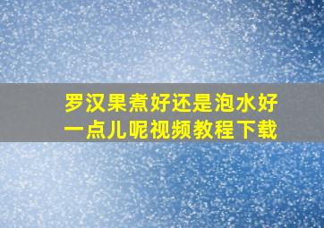 罗汉果煮好还是泡水好一点儿呢视频教程下载