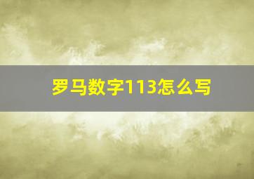 罗马数字113怎么写