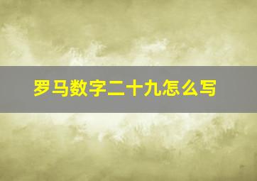 罗马数字二十九怎么写