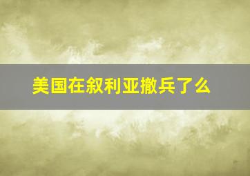 美国在叙利亚撤兵了么