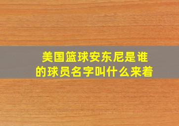 美国篮球安东尼是谁的球员名字叫什么来着