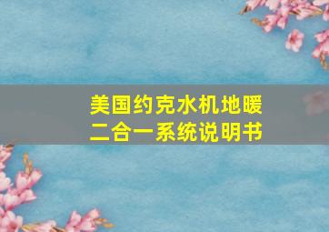 美国约克水机地暖二合一系统说明书