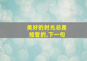 美好的时光总是短暂的,下一句