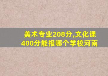 美术专业208分,文化课400分能报哪个学校河南