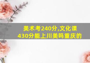 美术考240分,文化课430分能上川美吗重庆的