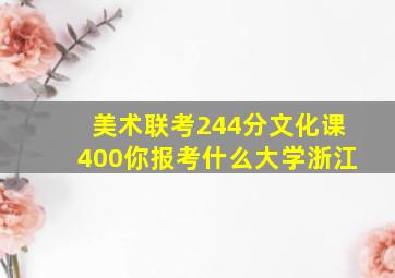 美术联考244分文化课400你报考什么大学浙江