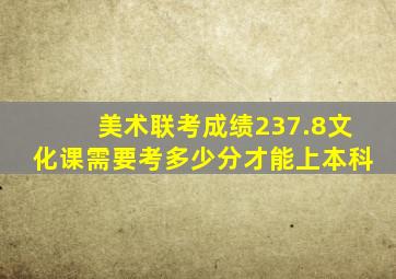 美术联考成绩237.8文化课需要考多少分才能上本科