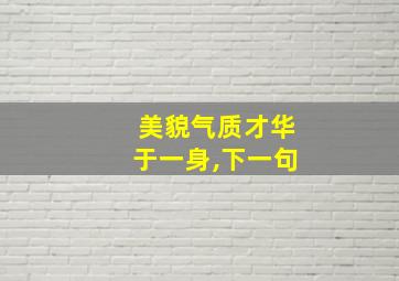 美貌气质才华于一身,下一句