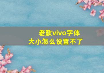 老款vivo字体大小怎么设置不了