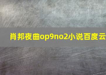 肖邦夜曲op9no2小说百度云