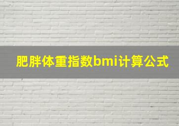 肥胖体重指数bmi计算公式