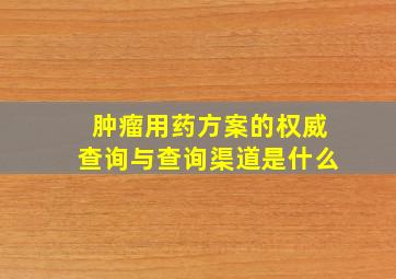 肿瘤用药方案的权威查询与查询渠道是什么