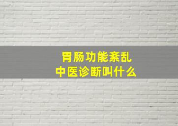 胃肠功能紊乱中医诊断叫什么