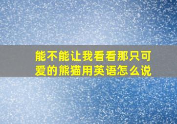 能不能让我看看那只可爱的熊猫用英语怎么说