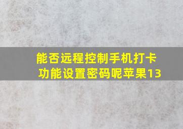 能否远程控制手机打卡功能设置密码呢苹果13