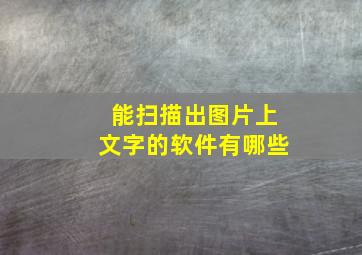 能扫描出图片上文字的软件有哪些