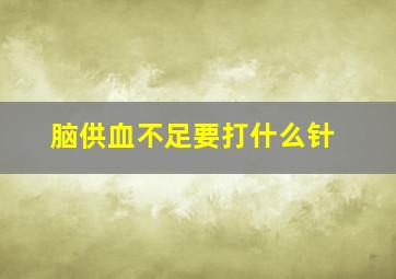 脑供血不足要打什么针