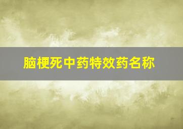 脑梗死中药特效药名称