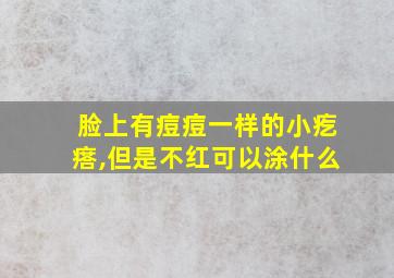 脸上有痘痘一样的小疙瘩,但是不红可以涂什么