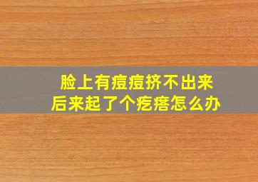 脸上有痘痘挤不出来后来起了个疙瘩怎么办