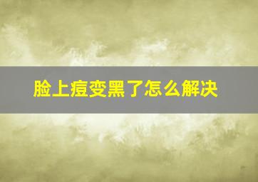 脸上痘变黑了怎么解决