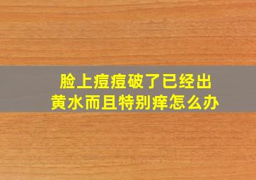 脸上痘痘破了已经出黄水而且特别痒怎么办