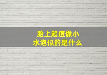 脸上起痘像小水泡似的是什么