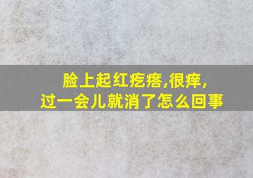 脸上起红疙瘩,很痒,过一会儿就消了怎么回事