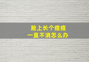 脸上长个痘痘一直不消怎么办