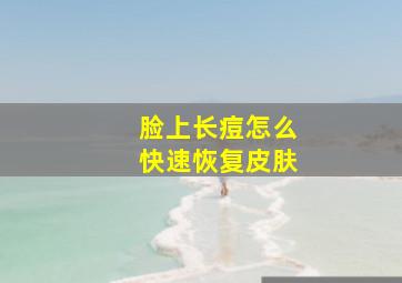 脸上长痘怎么快速恢复皮肤