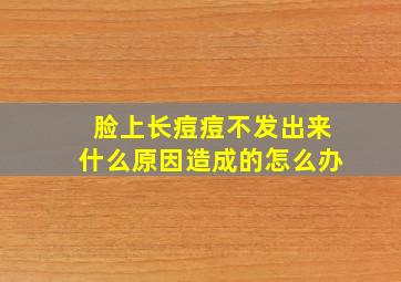 脸上长痘痘不发出来什么原因造成的怎么办