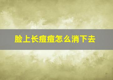 脸上长痘痘怎么消下去