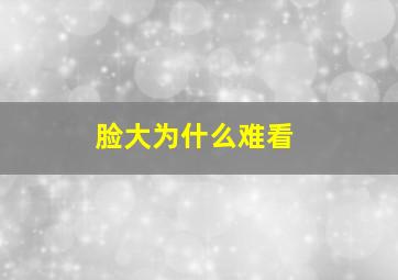 脸大为什么难看