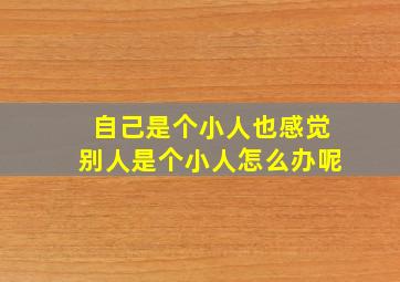 自己是个小人也感觉别人是个小人怎么办呢