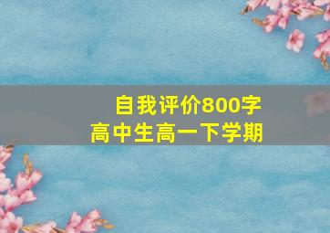 自我评价800字高中生高一下学期