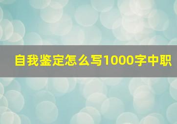 自我鉴定怎么写1000字中职