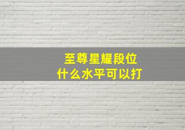 至尊星耀段位什么水平可以打