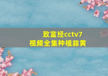 致富经cctv7视频全集种植蒜黄