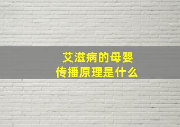 艾滋病的母婴传播原理是什么