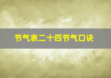 节气表二十四节气口诀