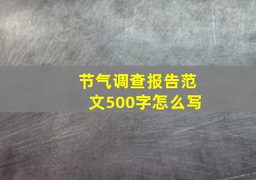 节气调查报告范文500字怎么写