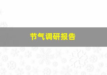 节气调研报告