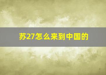 苏27怎么来到中国的